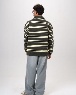 Petrol & Yellow Striped Boxy Rugby Polo Polo T-Shirts IN YOUR SHOE 