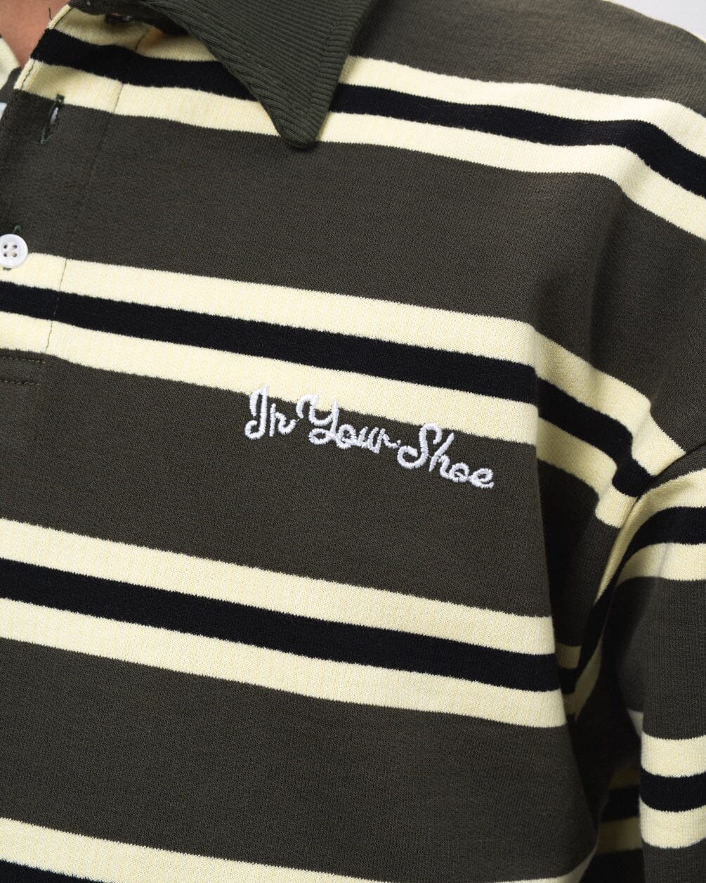 Petrol & Yellow Striped Boxy Rugby Polo Polo T-Shirts IN YOUR SHOE 