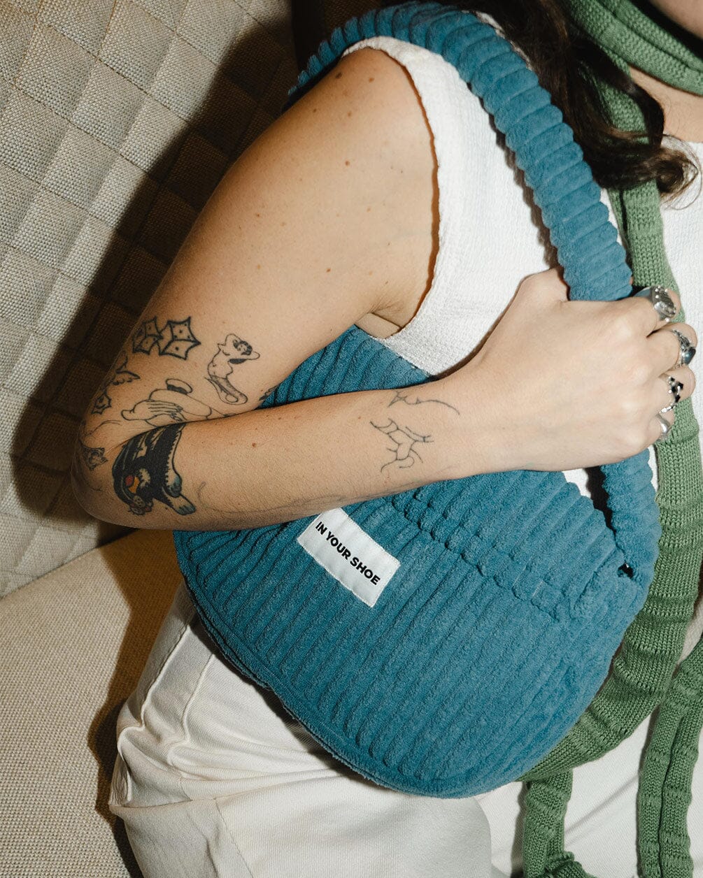 Petroleum Blue Corduroy Hand Bag Corduroy Bag IN YOUR SHOE 