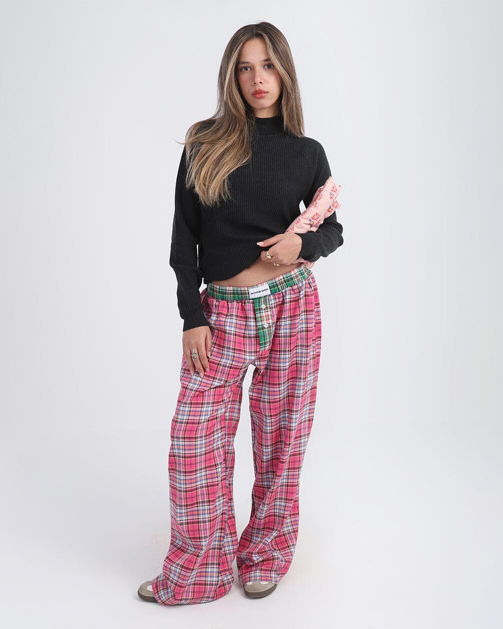 Pink Black Multicolor Plaid Boxer Pants Boxer Pants IN YOUR SHOE XL 