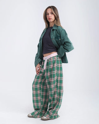 Pink Green Multicolor Plaid Boxer Pants Boxer Pants IN YOUR SHOE 