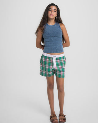 Pink Green Multicolor Plaid Boxer Shorts Boxer Shorts IN YOUR SHOE S 