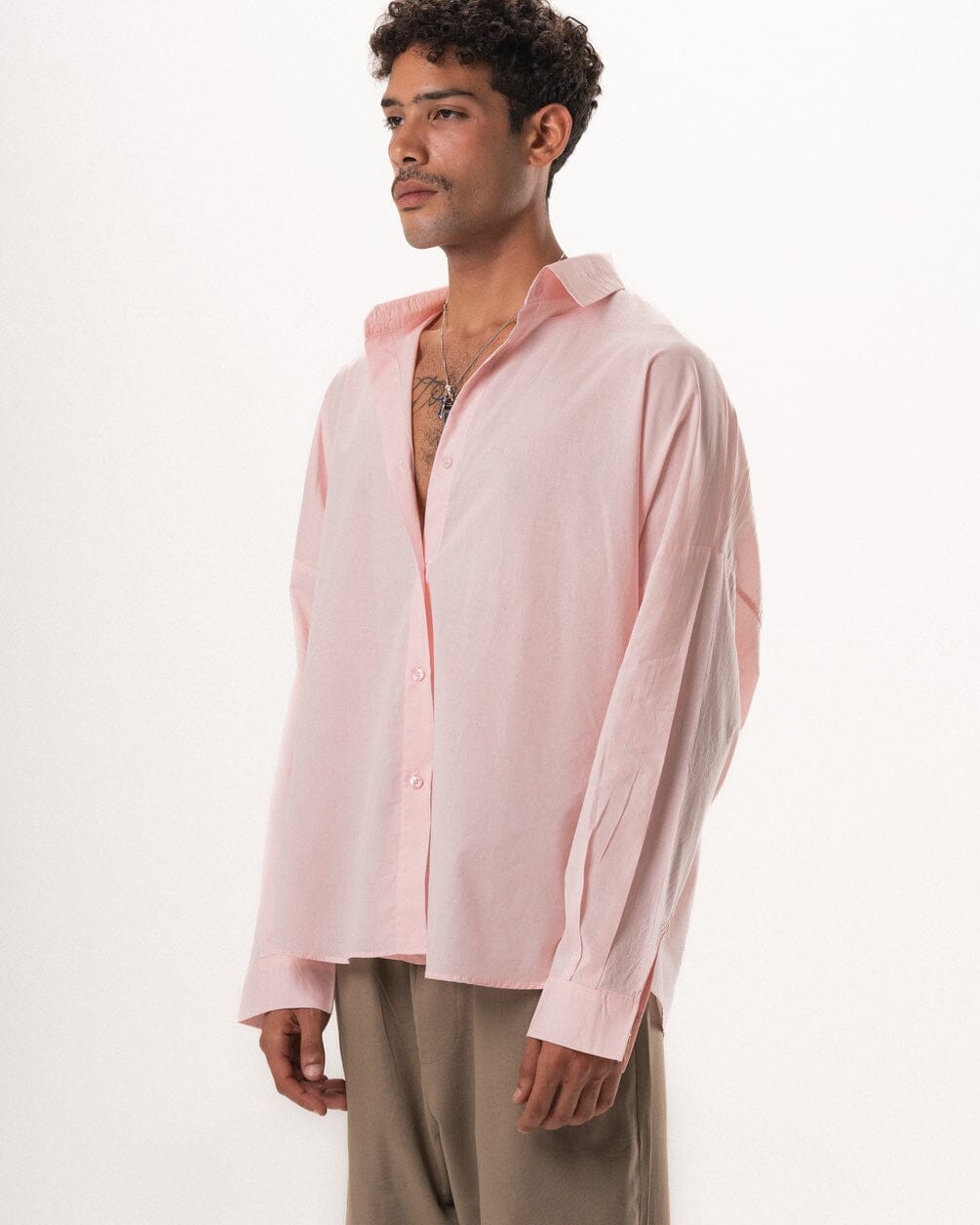 Pink Long Sleeve Oversized Shirt Oversized Shirts IN YOUR SHOE XL 