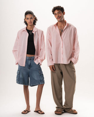 Pink Long Sleeve Oversized Shirt Oversized Shirts IN YOUR SHOE S 