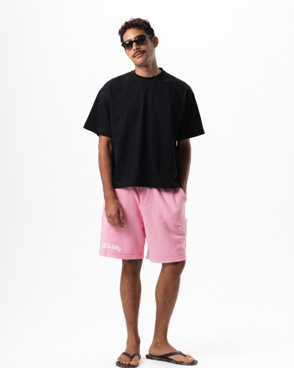 Pink Peace & Love Wide-Leg Washed Sworts Sworts IN YOUR SHOE M 