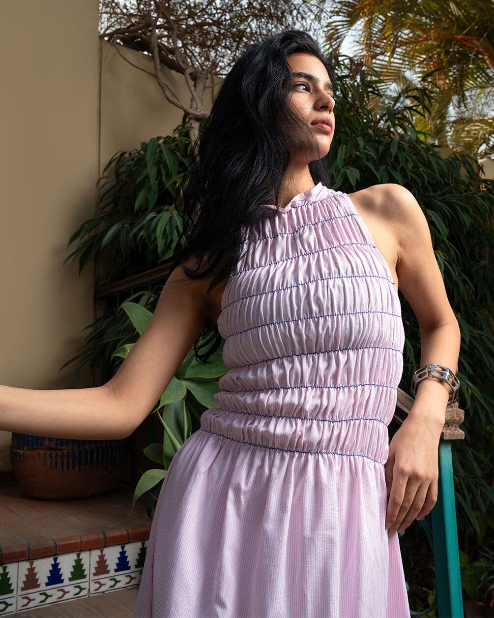 Pink Striped Sleeveless Dress Sleeveless Dress IN YOUR SHOE S 
