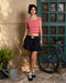 Pink Striped Square Neck Top
