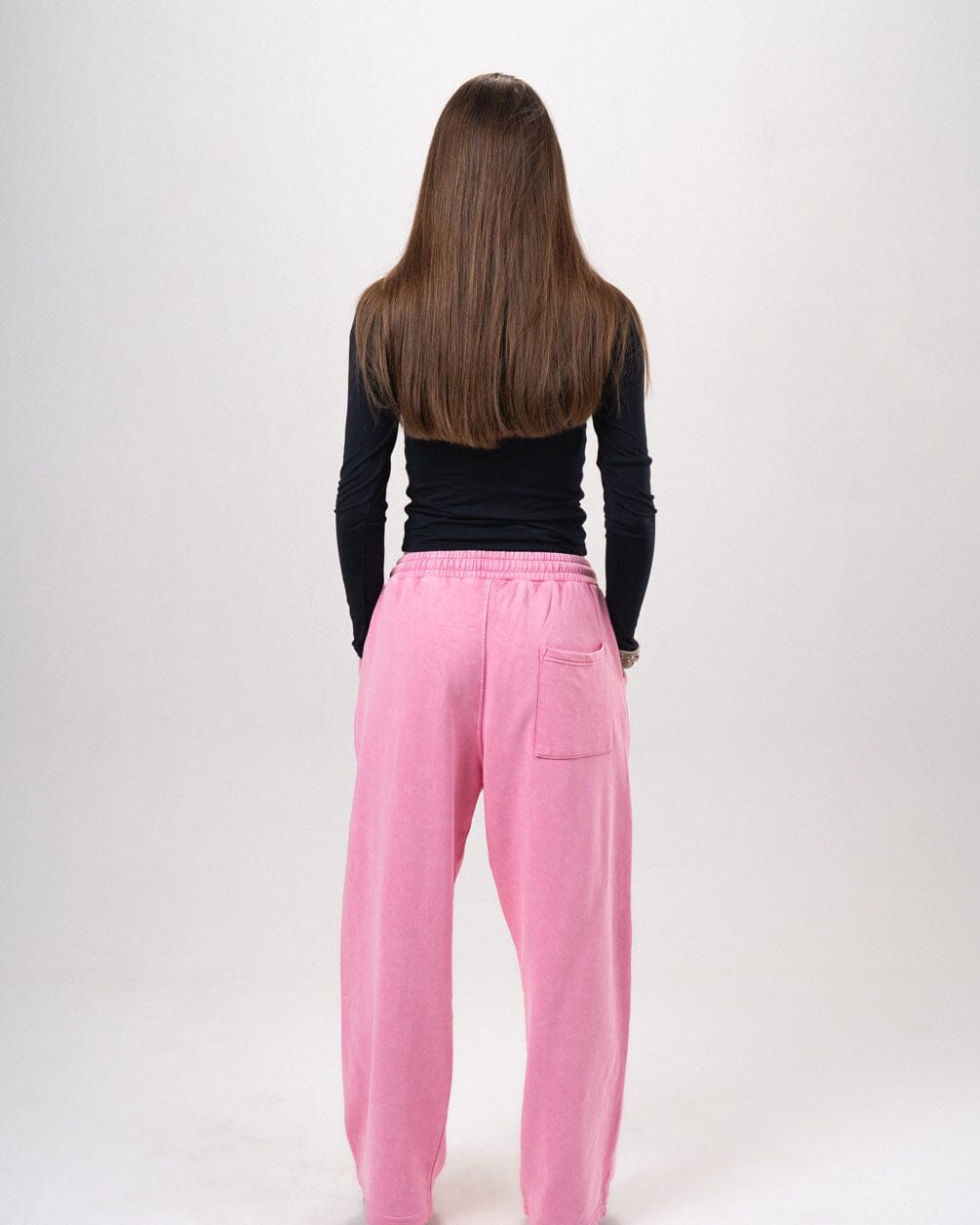 Powder Pink Washed Wide Leg Swants Swants IN YOUR SHOE 