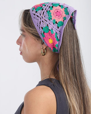 Purple Crochet Flower Bandana Bandana IN YOUR SHOE 