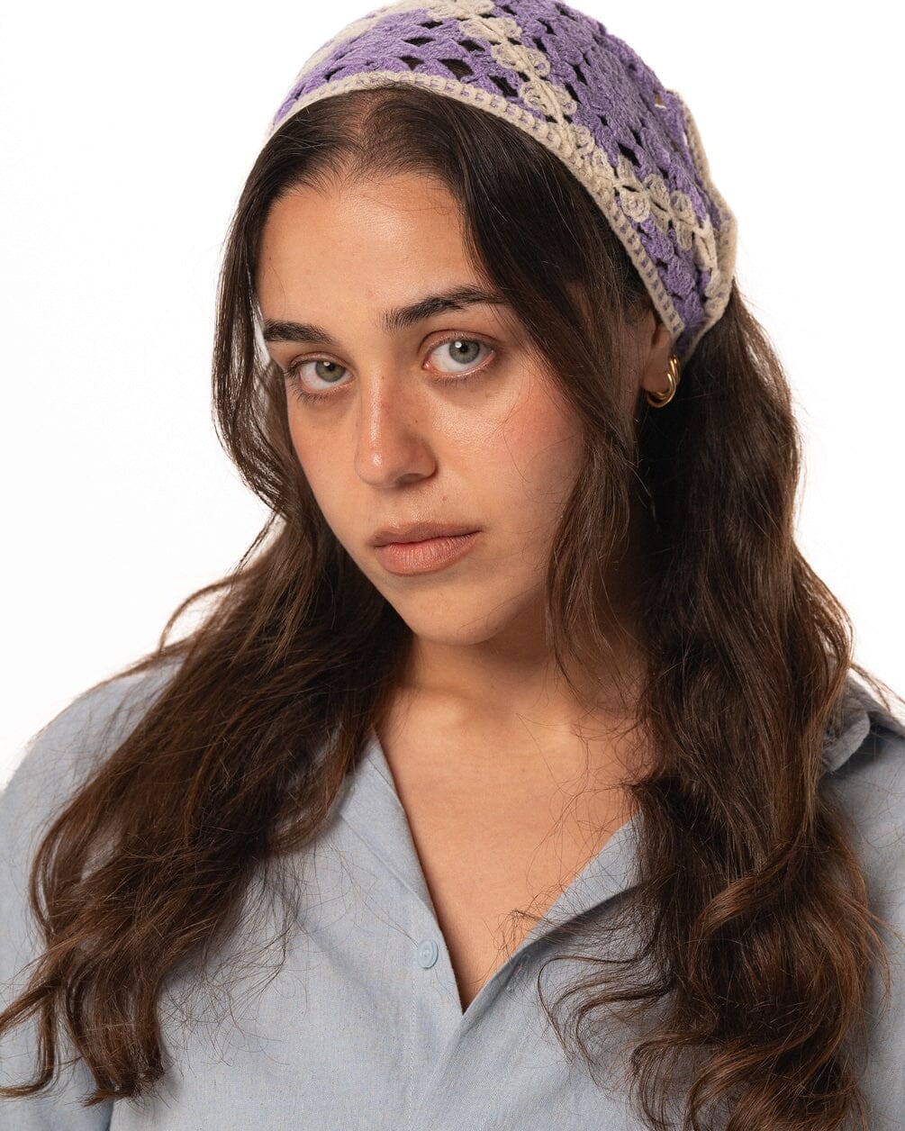 Purple Squares Crochet Bandana Bandana IN YOUR SHOE 