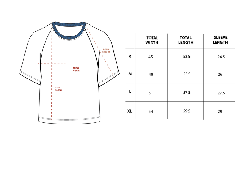Khamsa Fitted Baby Tee size chart