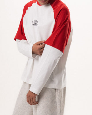 Red Double Sleeve Boxy Tee Boxy Long Sleeves IN YOUR SHOE 