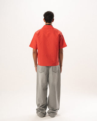 Red Grid Boxy Linen Shirt Boxy Linen Shirts IN YOUR SHOE L 