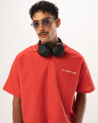 Red Grid Boxy Linen Shirt Boxy Linen Shirts IN YOUR SHOE 