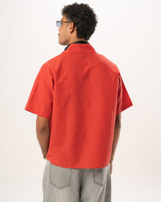 Red Grid Boxy Linen Shirt Boxy Linen Shirts IN YOUR SHOE 