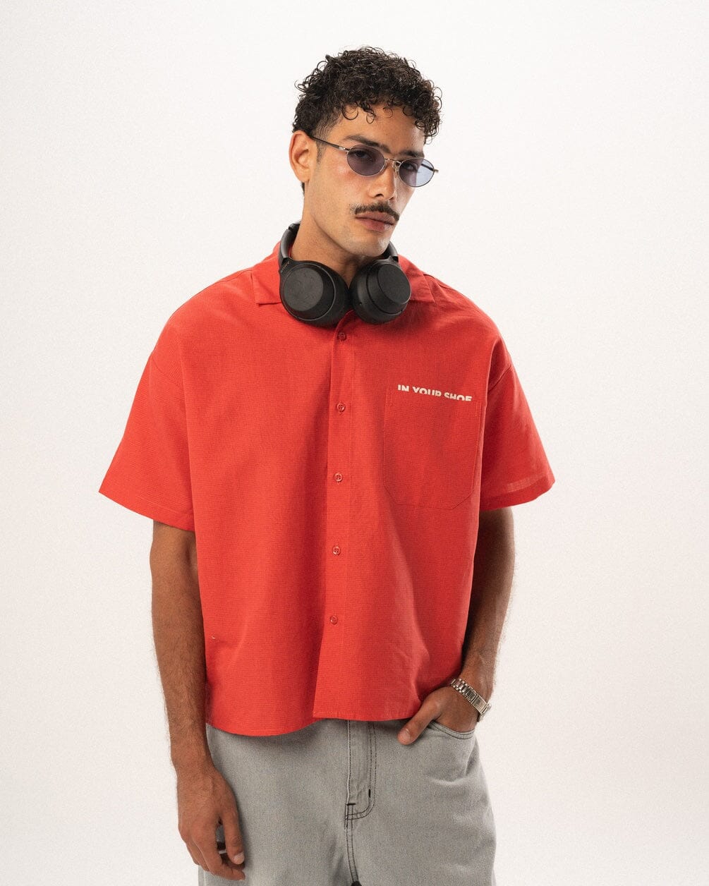 Red Grid Boxy Linen Shirt Boxy Linen Shirts IN YOUR SHOE XL 