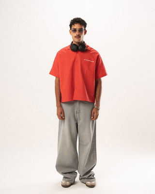 Red Grid Boxy Linen Shirt Boxy Linen Shirts IN YOUR SHOE M 