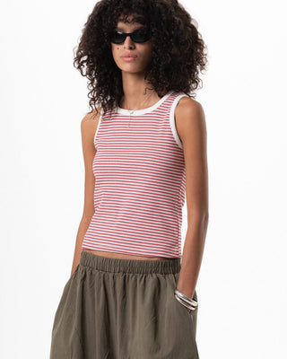 Red & Pink Striped Tank Top Tank Tops IN YOUR SHOE XL 
