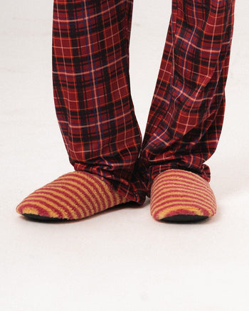 Red Striped Pantoufle Footwear IN YOUR SHOE 