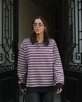 Retro Berry Striped Boxy Rugby Polo Polo T-Shirts IN YOUR SHOE XL 