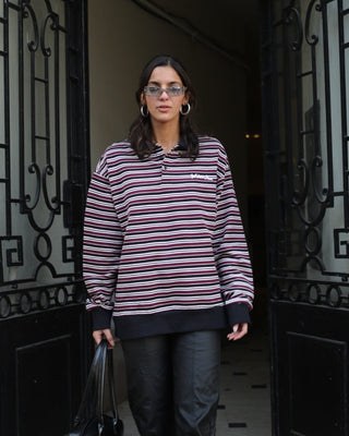 Retro Berry Striped Boxy Rugby Polo Polo T-Shirts IN YOUR SHOE M 