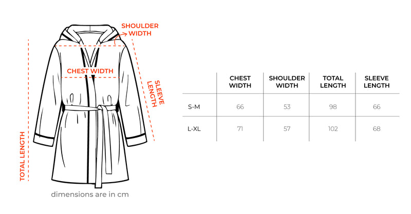 Cancel Plans Robe size chart