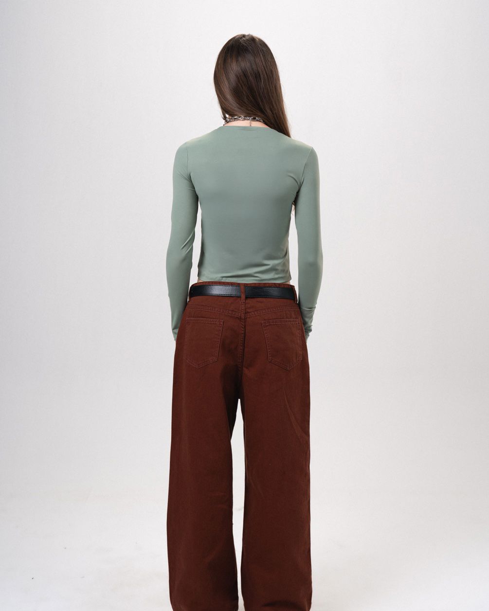 Sage Green Fitted Long Sleeve Top Long Sleeve Tops IN YOUR SHOE XL 