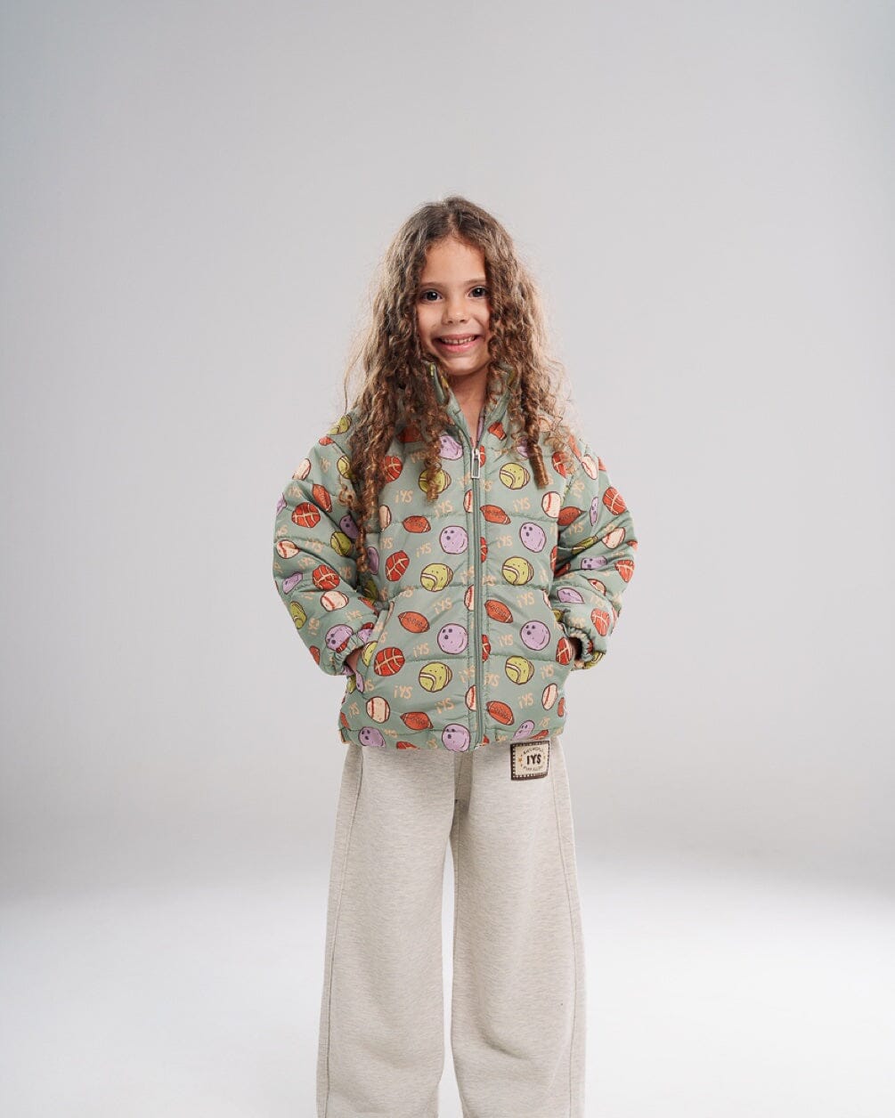 Sage Green Kids Oversized AOP Puffer Jacket Kids Jacket IN YOUR SHOE 2-3 