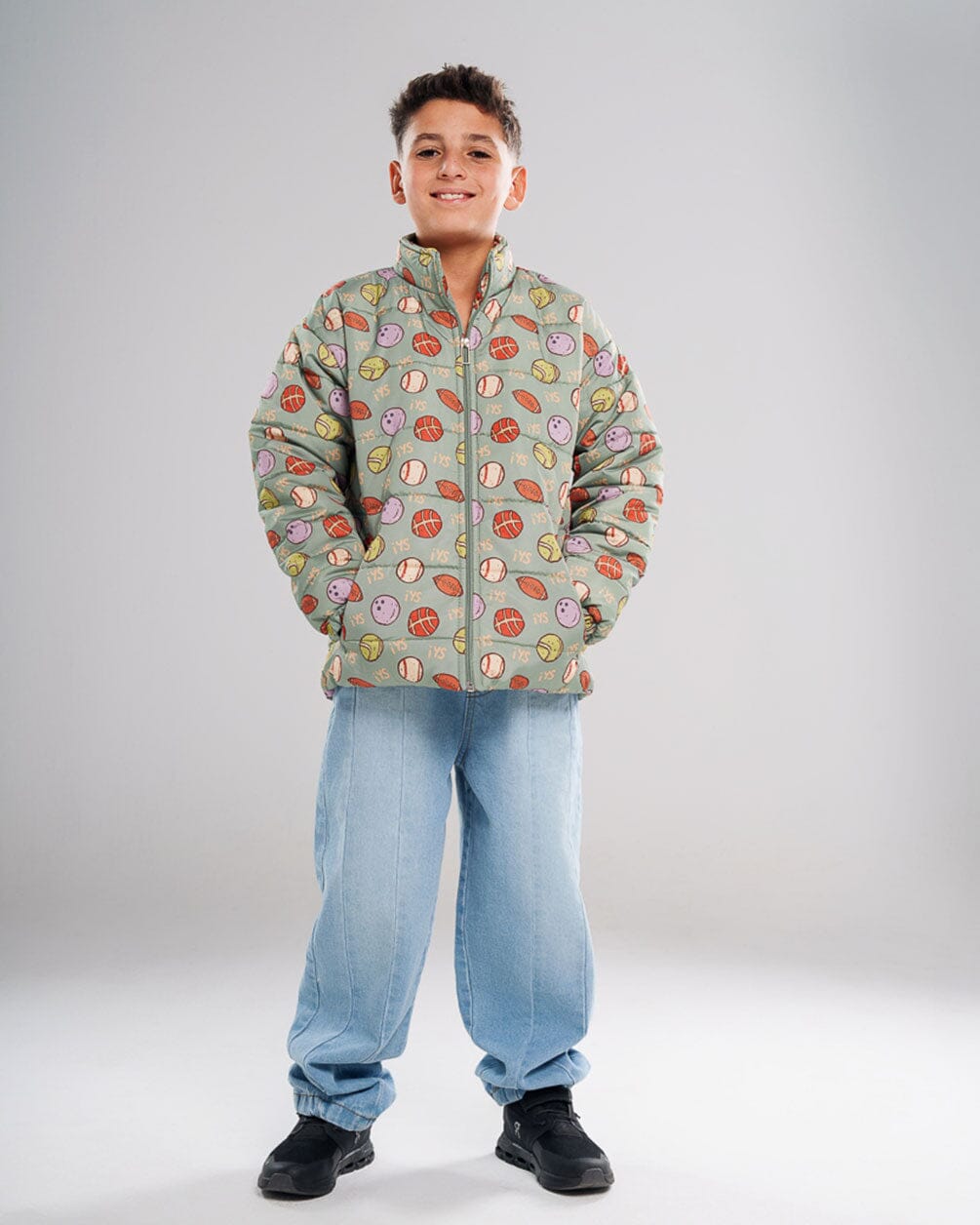 Sage Green Kids Oversized AOP Puffer Jacket Kids Jacket IN YOUR SHOE 4-5 