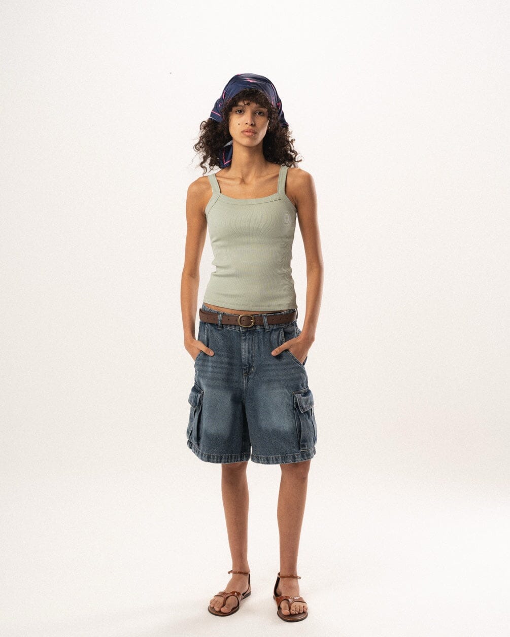 Sage Green Ribbed Tank Top Tank Tops IN YOUR SHOE S 