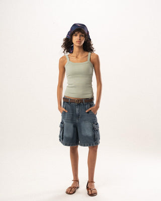Sage Green Ribbed Tank Top Tank Tops IN YOUR SHOE S 