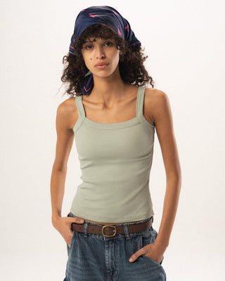 Sage Green Ribbed Tank Top Tank Tops IN YOUR SHOE M 