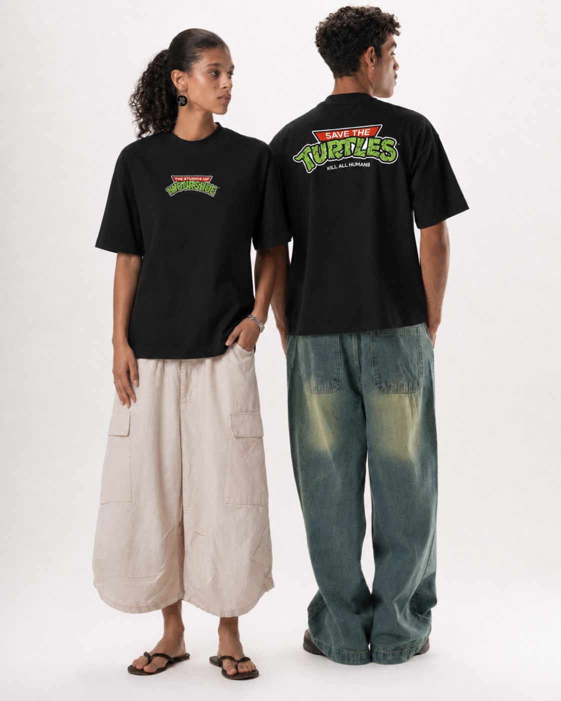 Save The Turtles Boxy Tee Printed Boxy Tee IN YOUR SHOE S Black 