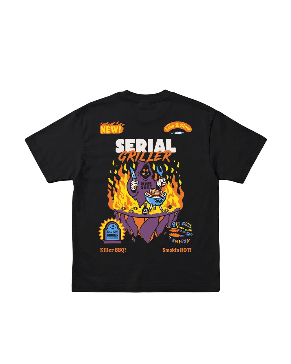 Serial Griller Oversized Tee Printed Oversized Tees IN YOUR SHOE M Black 