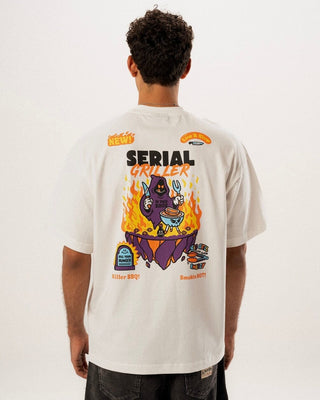 Serial Griller Oversized Tee Printed Oversized Tees IN YOUR SHOE L White 