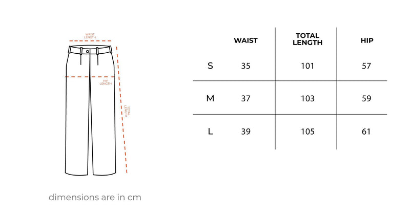 Camel Brown Linen Pants size chart