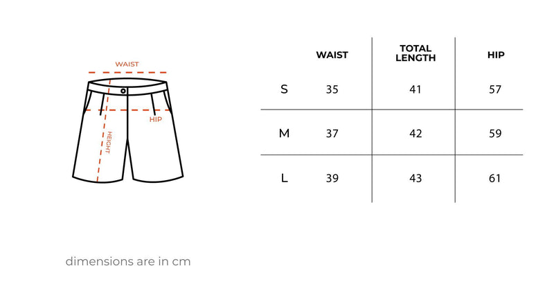Black Linen Shorts size chart
