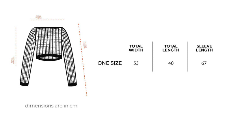 Blue Fishnet Top size chart