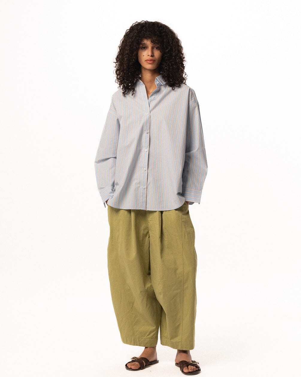 Skyblue Striped Oversized Shirt Oversized Shirts IN YOUR SHOE S 