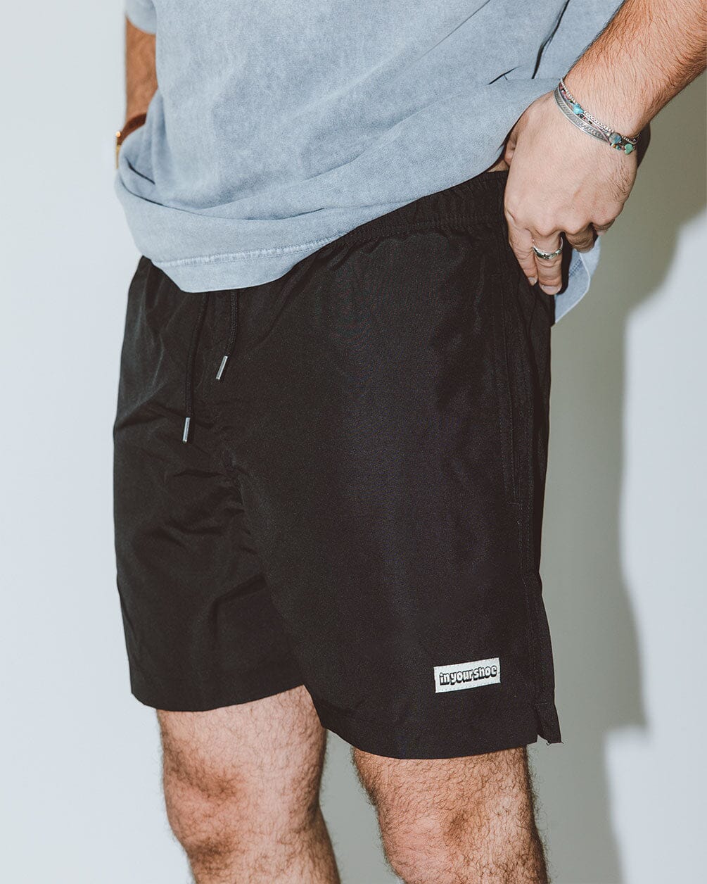 Solid Black Swim Shorts Swim Shorts IN YOUR SHOE S 