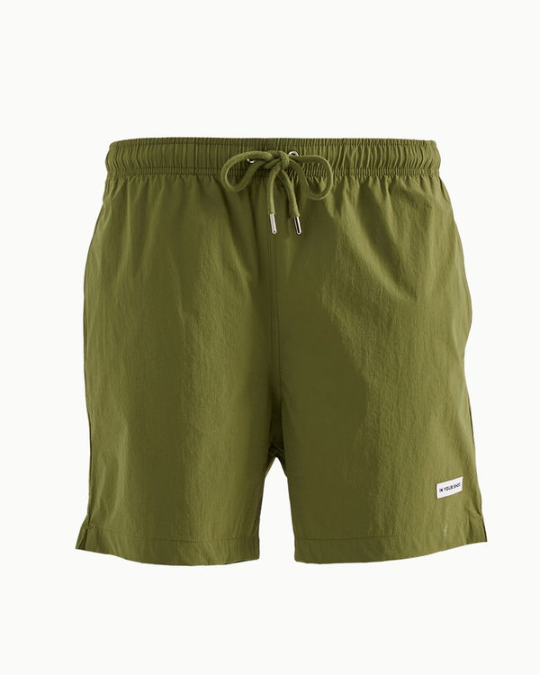 Solid Olive Swim Shorts