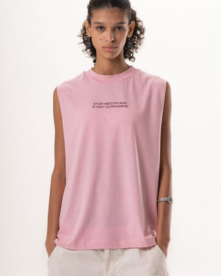 Stop Meditating Sleeveless Tee Sleeveless Tees IN YOUR SHOE M 