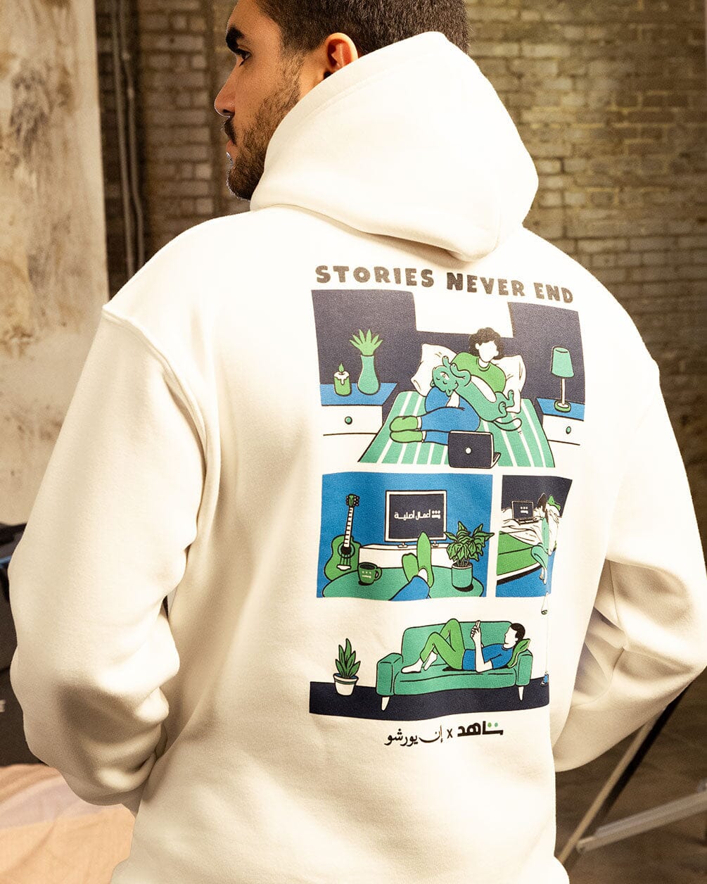 Stories Never End Hoodie Printed Hoodies In Your Shoe X SHAHID 