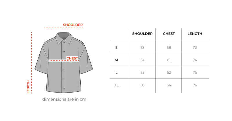 Burgundy Striped Colorful Short Sleeve Shirt size chart