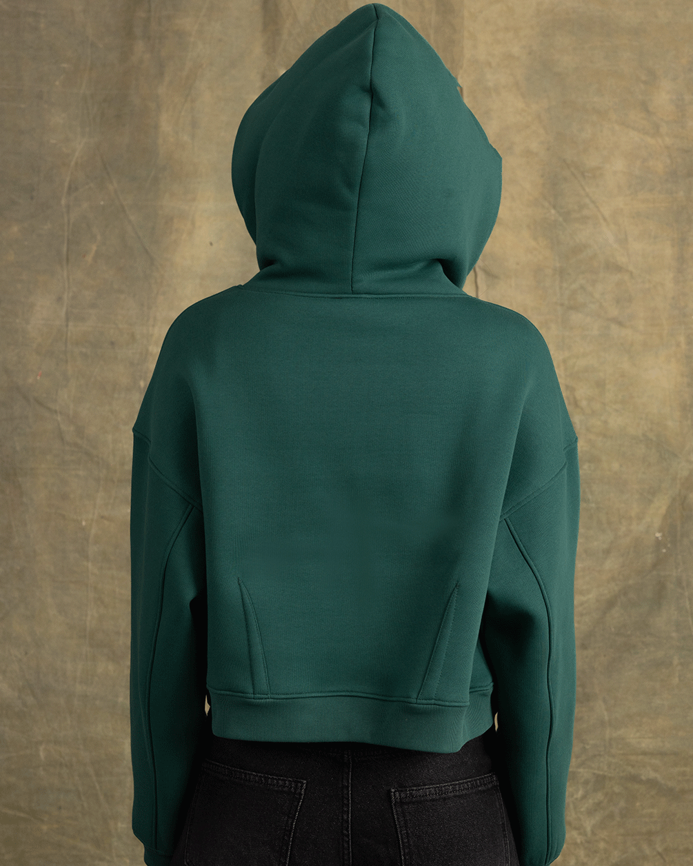 Teal Cropped Oversized Zip-Up Hoodie Zip Up Hoodies IN YOUR SHOE 