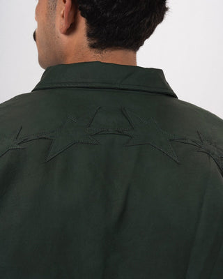 Teal Embroidered Oversized Leather Jacket Leather Jacket IN YOUR SHOE 