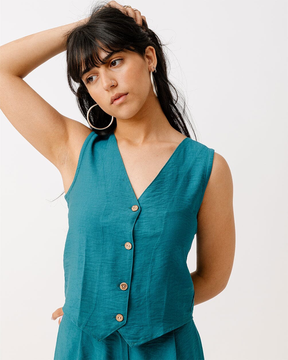 Teal Linen Vest Linen Vest IN YOUR SHOE S 