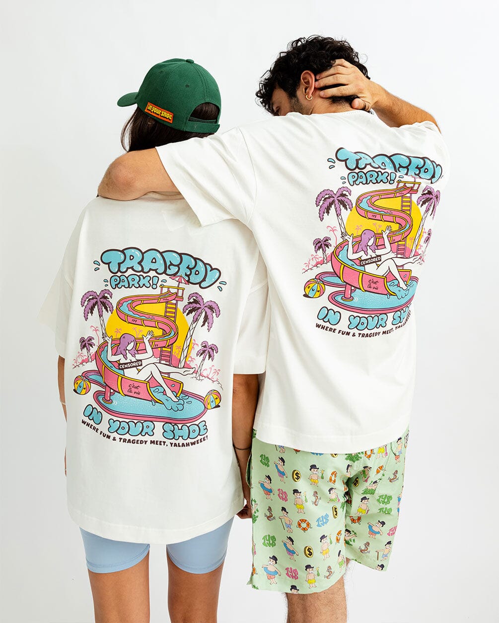 Tragedy Printed Oversized Tee Printed Oversized Tees IN YOUR SHOE L 