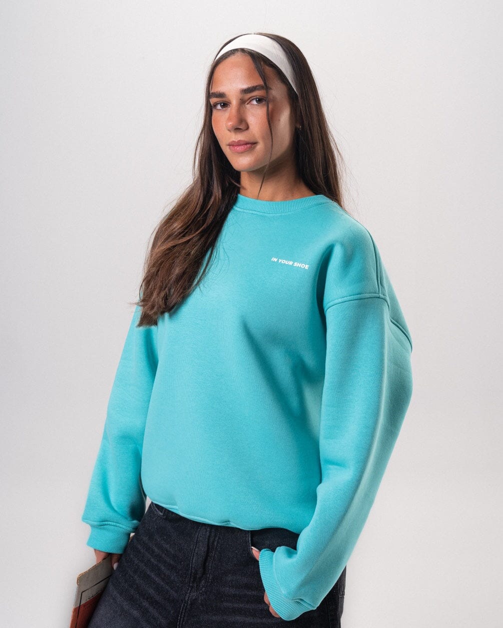 Turquoise Blue Balloon Sleeves Oversized Crewneck Crewnecks IN YOUR SHOE 