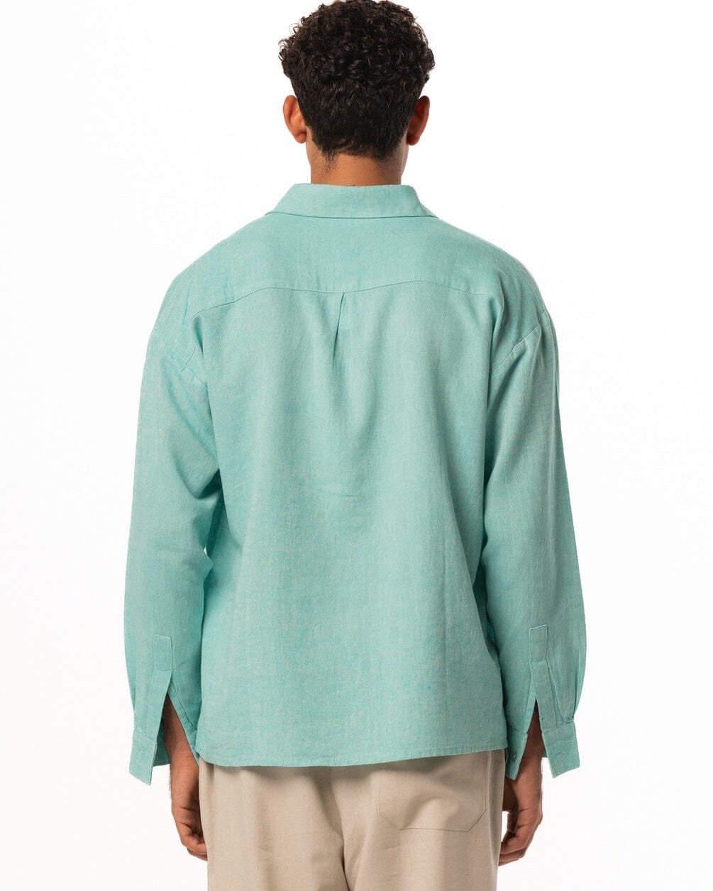 Turquoise Boyfriend Linen Shirt Boyfriend Shirt IN YOUR SHOE 